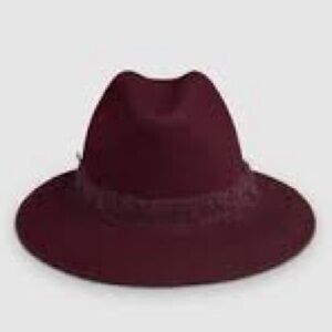 Travaux Encours Burgundy Wool Felt Fedora Hat 58 cm